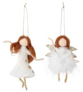 Bloomingville Set dvou bílých vlněných ozdob Liuka 14 cm