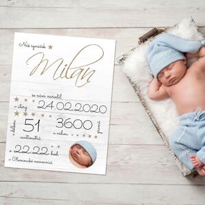 INSPIO-dibondový obraz - INSPIO - výroba dárků a dekorací - Cedulka INSPIO s údaji o narození dítěte
