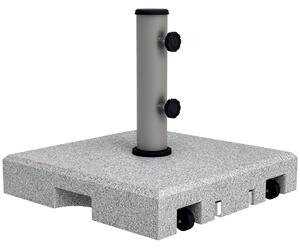 Stojan na deštník Outsunny z granitu 28 kg se dvěma otočnými knoflíky pro průměr tyče Ø 32/38/48 mm, stojan na deštník s kolečky pro zahradu, balkon