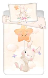 Žluté bavlněné dětské povlečení do postýlky 100x135 cm Bunny "Star" – Jerry Fabrics