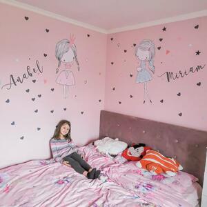 INSPIO-textilní přelepitelná samolepka - Dětské samolepky na zeď - Víly od INSPIO v mátové a pudrově růžové barvě