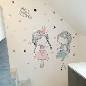 INSPIO-textilní přelepitelná samolepka - Dětské samolepky na zeď - Víly od INSPIO v mátové a pudrově růžové barvě