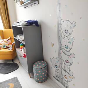 INSPIO-textilní přelepitelná samolepka - Dětský metr na zeď - Plyšoví medvídci