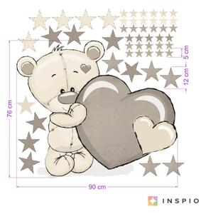 INSPIO-textilní přelepitelná samolepka - Dětská samolepka na zeď - Plyšový medvídek se jménem