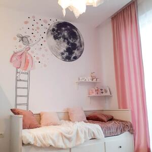 INSPIO-textilní přelepitelná samolepka - Samolepka na zeď - Měsíc a dívka na žebříku