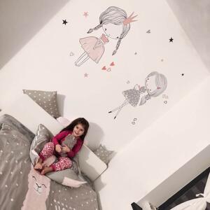 INSPIO-textilní přelepitelná samolepka - Dětské samolepky na zeď - Víly v šedo-růžové barvě