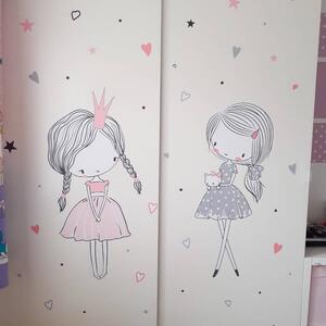 INSPIO-textilní přelepitelná samolepka - Dětské samolepky na zeď - Víly v šedo-růžové barvě
