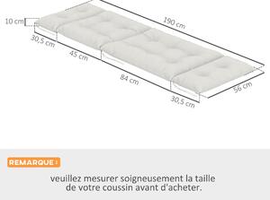 Outsunny Sada 2 Podložek na Lehátka - Silné, Pohodlné a Polstrované - Podložka s 6 Upevněními, 190 x 56 x 10 cm, Světle Šedá | Aosom