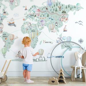 INSPIO-textilní přelepitelná samolepka - Samolepka na zeď - Dětská cestovatelská mapa