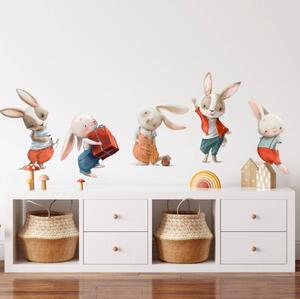 INSPIO-textilní přelepitelná samolepka - Dětské samolepky na zeď - Malí králíčci z pohádky