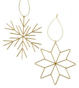 Sada 2 ks vánočních ozdob GOLDEN SNOW kovové 11,5 cm, zlatá