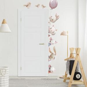 INSPIO-textilní přelepitelná samolepka - Samolepky na zeď - Akvarelová zvířátka kolem dveří