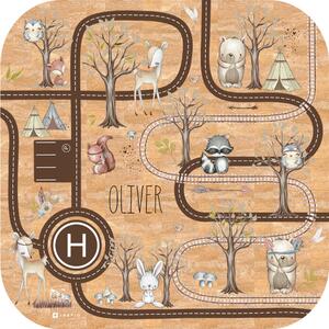 INSPIO-korkový koberec se jménem - Klučičí korkový koberec se zvířaty, silnicemi a železnicí