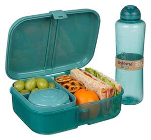 Set svačinového boxu s lahví - Svačinový box Ribbon 1,1 l a láhev Swift 480 ml, mix barev - SISTEMA Barva krabiček SISTEMA: Zelená