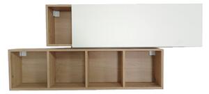 Obývací sestava VISALIA (2x skříňka závěs, 2x TV stolek, police, police s dvířky) dub artisan/bílá