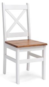 Židle z masivu č4 bílá/dub