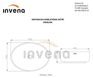 Invena Astri, keramické umyvadlo na desku 55x41x14 cm, bílá lesklá, INV-CE-30-001-W