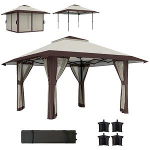 Pavilon Outsunny 4x4m Vodotěsný S Nastavitelnou Výškou Se Záclonami UV 50+ Skládací Party Stan S Nosným Vakem A Písky Na Zahradu Pavilon Na Kempování