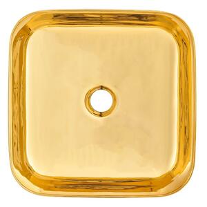 Invena Malaga, keramické umyvadlo na desku 39x39x14 cm, zlatá lesklá-černá matná, INV-CE-39-027-C