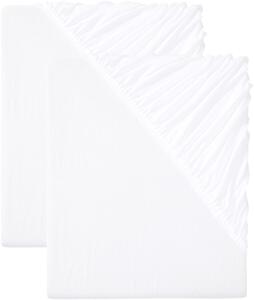Livarno home Sada žerzejových napínacích prostěradel, 90-100 x 200 cm, bílá, 2dílná (800010374)