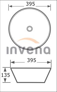 Invena Tinos, keramické umyvadlo na desku 39,5x39,5x13,5 cm, černá-bílá, INV-CE-43-041-C