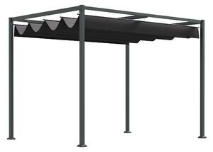 Outsunny Pergola cca 3x2m Zahradní Pavilon s Nastavitelnou Střechou, UV Ochrana, Sluneční Ochrana pro Terasu a Zahradu, Černá+Šedá | Aosom