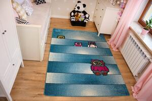Dětský koberec KIDS Sovičky - modrý, 240x330 cm