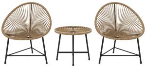 Outsunny Sada zahradního nábytku z poly rattan, venkovní lounge nábytek na balkon pro 2 osoby, 3-dílná sedací souprava se 2 židlemi a stolem, odolný z