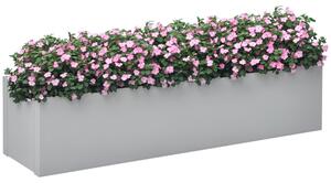 Outsunny Květinový Box, Herbový Truhlík s Odkapávacím Otvorem, Ocelový Květináč pro Balkon a Terasu, Šedý, 91 x 22 x 22cm | Aosom