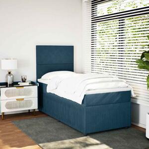 Box spring postel s matrací modrá 80 x 200 cm samet 3294488