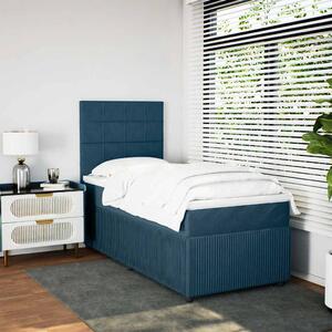 Box spring postel s matrací modrá 80 x 200 cm samet 3294494