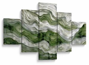 Obraz - Zelenobílé vlnky (125x70 cm)