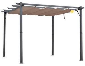 Outsunny Pergola Altán na Terasu s Posuvnou Stříškou, Hliníková konstrukce Tmavě šedá + Kávová hnědá 3x3x2,23 m | Aosom