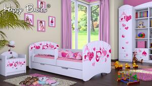 Dětská postel se šuplíkem 160x80cm FALL IN LOVE - bílá