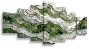 Obraz - Zelenobílé vlnky (210x100 cm)