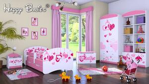Dětská postel se šuplíkem 180x90cm FALL IN LOVE - růžová