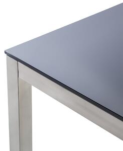 Sada zahradního nábytku stůl se skleněnou deskou 180 x 90 cm 6 šedých židlí GROSSETO