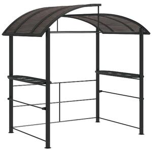 Grilovací altán Outsunny s plamenuvzdornou střechou, BBQ altán se 2 police, grilová terasa s UV ochranou, pergola do zahrady, na balkon, ocel PC tmavě