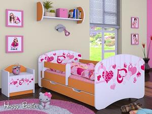 Dětská postel se šuplíkem 160x80cm FALL IN LOVE - oranžová
