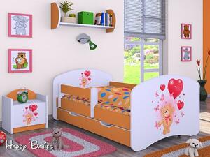 Dětská postel se šuplíkem 160x80cm MEDVÍDEK S BALONKY - oranžová