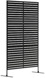 Outsunny Dělící Příčka 3-dílná 122 x 198 cm Samostatná Louver Záclona na Soukromí ve Oceli, Dělící Stěna pro Zahradu, Balkon a Terasu, Černá | Aosom
