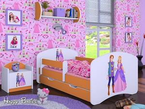 Dětská postel se šuplíkem 160x80cm PRINC A PRINCEZNA - oranžová