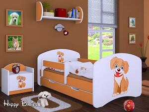 Dětská postel se šuplíkem 160x80cm PEJSEK - oranžová