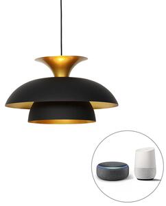Chytrá závěsná lampa černá se zlatou včetně Wifi G95 - Titus