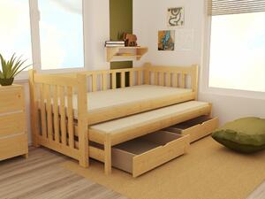 Dětská postel s výsuvnou přistýlkou z MASIVU 180x80cm SE ŠUPLÍKY - DPV002