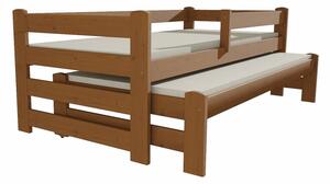 Dětská postel s výsuvnou přistýlkou z MASIVU 200x80cm bez šuplíku - DPV001