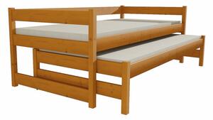 Dětská postel s výsuvnou přistýlkou z MASIVU 180x80cm SE ŠUPLÍKY - DPV003