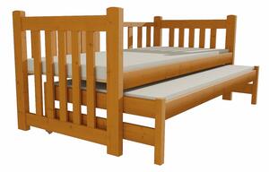 Dětská postel s výsuvnou přistýlkou z MASIVU 180x80cm SE ŠUPLÍKY - DPV002