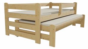 Dětská postel s výsuvnou přistýlkou z MASIVU 180x80cm SE ŠUPLÍKY - DPV001