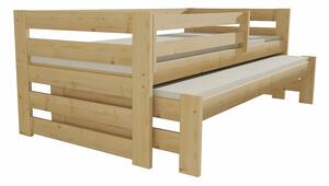 Dětská postel s výsuvnou přistýlkou z MASIVU 200x90cm bez šuplíku - DPV007 - moření dub